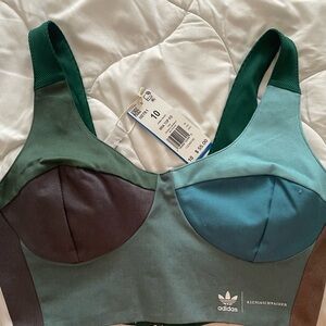 Adidas Multicolor Sports Bra with Teal and Green